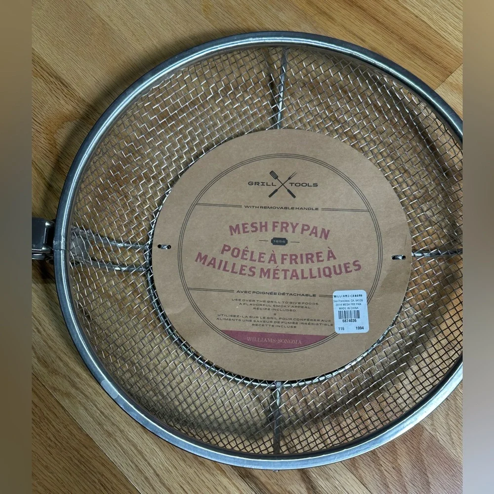 NIB -‎ Williams-Sonoma Mesh Grill Stainless Steel Chefs Pan-Removable Handle NEW